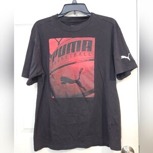 Puma Men's Black Tee with Red Basketball Graphic